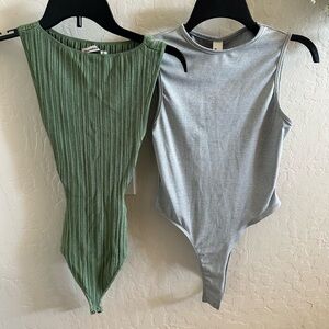 Abercrombie & Fitch Green and Gray Bodysuit Duo